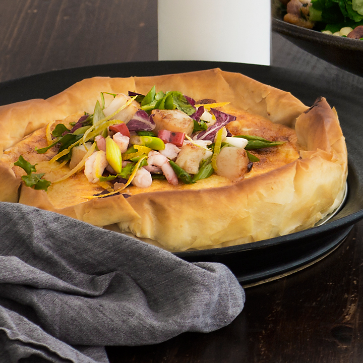 Filopaj med skaldjur